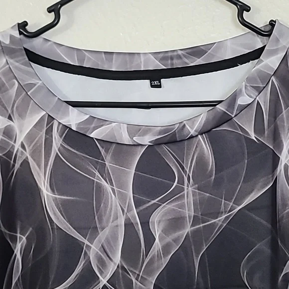 Grey Flame Smoke Luxury Graphic Mens Tee Shirt Dri Fit Tshirt Size 2XL - Picture 3 of 15